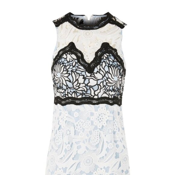 TOPSHOP Lace Mini Dress White Baby Blue size 4 - Picture 4 of 13